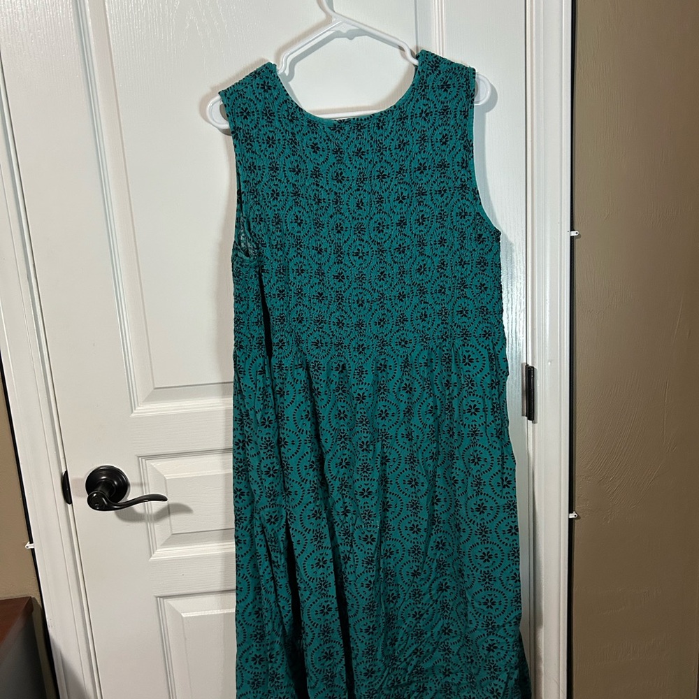 Croft & Barrow Teal Patterned Maxi Dress 2xl
